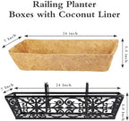 2 Pack 24 Inch Window Boxes Planters Railing Planter Box with Adjustable Brackets & Coco Liners Fabric Plant Grow Bags Deck Railing Planter Boxes Balcony Hanging Flower Box for Outdoor Plants - Image 5