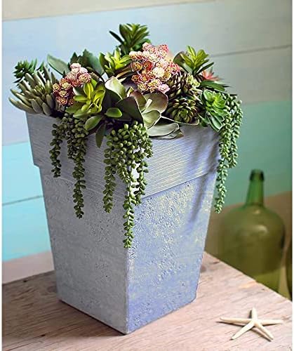 The HC Companies 18 Inch Avino Tall Square Planter - Decorative Indoor Outdoor Plant Pot for Front Porch, Deck, Patio and Home, Oxidized Black - Image 5