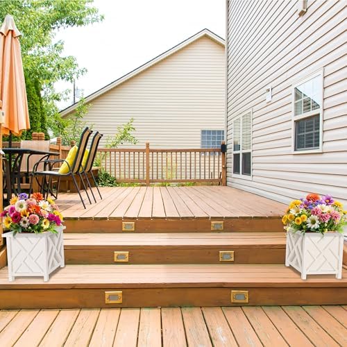 Pure Garden Outdoor Planter Box - 13” Tall White Plant Pot, 14.75" Square - Image 5