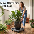 15.3 Inch Square Rolling Plant Caddy Saucer with Wheels, Heavy Duty Wheeled Planter Stand for Potted Plant, Coaster Roller Base Tray with Casters, Flower Pot Dolly Holder for Indoor Outdoor - Image 6