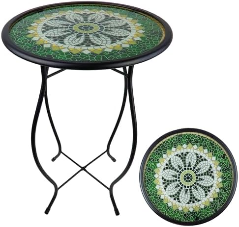 Mosaic Glass Accent Side Table & Plant Stand by Unknown