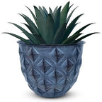 Headwind Glazed Ironstone Diamonte Collection – Capri Blue 10-Inch Decorative Plant Pot, Indoor & Outdoor, Vintage Diamond-Textured, Lightweight & Weather-Resistant for Garden Use by Robert Allen by Headwind