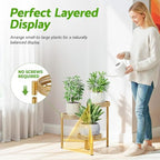 Metal Plant Stand Indoor Outdoor, 3 Tier Corner Plant Shelf for Multiple Plants, Gold Tiered Plant Stand, Heavy Duty Flower Holder, Folding Tall Rack for Garden Patio Balcony - GoldWave - Image 6