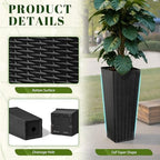 JUMMICO 23.5" Front Porch Resin Rattan Tall Planters 2 Pack, Inner Tray - Image 3