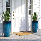 Worth Garden 20" H. Large Plastic Planters - Set of 2 Gradient Blue Glossy Smooth Finish - Tall Plant Pots for Indoor & Outdoor Use - Decorative Lightweight Flower Pots for Front Porch, Patio, Deck - Image 2