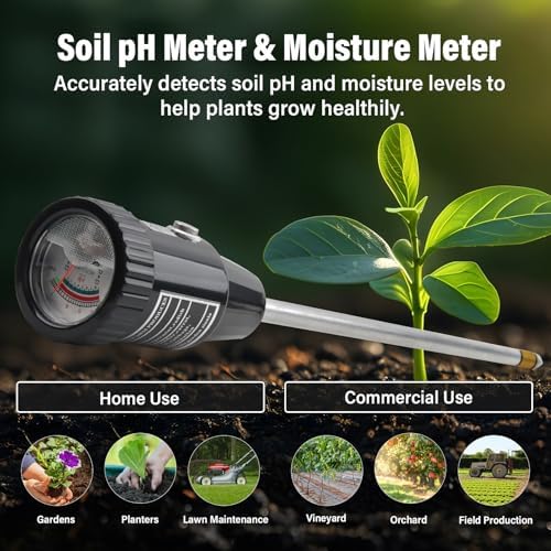 Soil pH Meter & Moisture Meter, 300mm Long Electrode, Soil Tester for Garden, Lawn, Farm, Indoor & Outdoor Use, No Battery Needed - Image 5