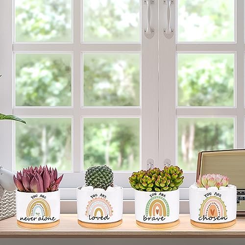 SAIWEILAI ONLINE 9 Pieces for Women Inspirational Succulent Pots with Drainage Thank You Gifts for Employee Teacher Nurse - Image 5