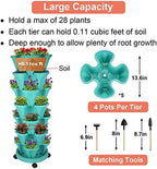 GameXcel Vertical Planter Tower - 7 Tier Stackable Garden Planters with Wheels and Tools Plant Pots for Strawberry Herb Flower and Vegetable Indoor Outdoor Use Teal 2 Pack - Image 5