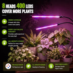 Grow Lights for Indoor Plants [ 8 in1 ] 400 LEDs, Full Spectrum Grow Light for Indoor Growing with Tripod Stand, Auto On/Off Timing 4/8/12H, Plant Grow Lights Indoor. - Image 5