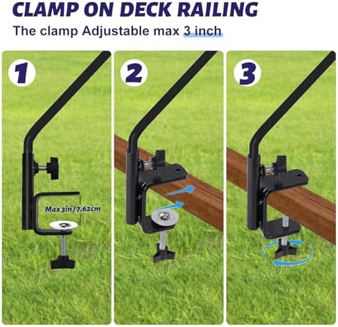 ERYTLLY 4 Packs 3 Inch Clamp 28" Long Deck Hook for Hanging Bird Feeder, Plants, Suet Baskets,Wind Chimes,Lanterns and More - Image 3