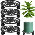 4 Pack 11 In Rolling Plant Stand with Wheels Metal Plant Caddy with Wheels by Planterhoma