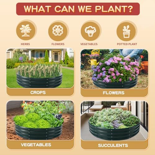 Durable Round Steel Raised Garden Bed Painted for Planting Vegetable/Herbs/Flowers/Trees at Backyard/Garden,or Baby Chicken,Christmas Tree Fence (Dark Green, 47 in Diameter x 12 in high) - Image 5