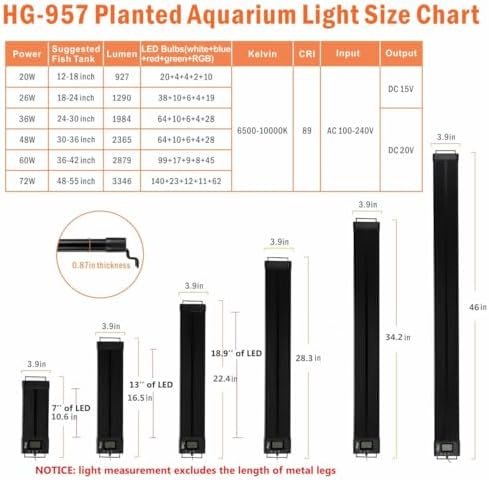 hygger Auto On Off LED Aquarium Light 18-24 Inches Dimmable 7 Colors Full Spectrum Fish Tank Light Fixture for Freshwater Planted Tank Build in Timer Daylight Moonlight & DIY Modes - Image 6