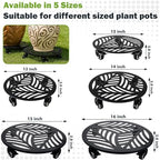 2 Packs Large Metal Plant Caddy with Wheels 13” Heavy-Duty Iron Wheeled Rolling Plant Stands with Casters Indoor Outdoor Plant Pot Roller Base Plant Saucer Movers Black, Strong Load Capacity - Image 3