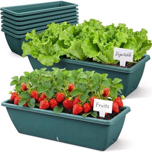 8 Pcs 24 Inch Plastic Window Boxes Planters, Green by RimCereal