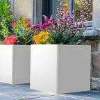 Large Cube Metal Planter Box Outdoor 24inch,White - Image 4