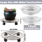 8 Packs Large Metal Plant Caddy 13.8" Plant Dolly with Wheels Heavy-Duty Wrought Iron Rolling Plant Stand with Casters Indoor and Outdoor Plant Pot Mover Rollers, Brown - Image 2