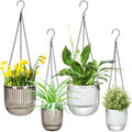 4 Pcs 6.5'' 4.5'' Hanging Self Watering Pot for Indoor Plant, Grey, Clear by Maxcheck