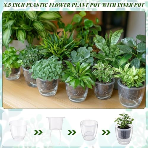 Self Watering Plant Pots, 3.5'', Transparent, 18 Pcs - Image 4