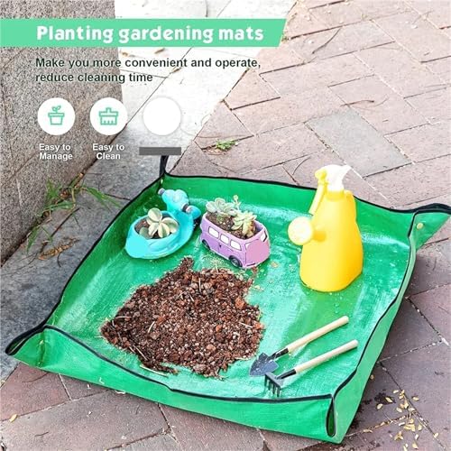 2 PCS Gardening Planting Mat, Reusable Garden Potted Pad Cushion, Transplanting for Flower Succulents Plant Repotting(Pink,75x75CM) - Image 5