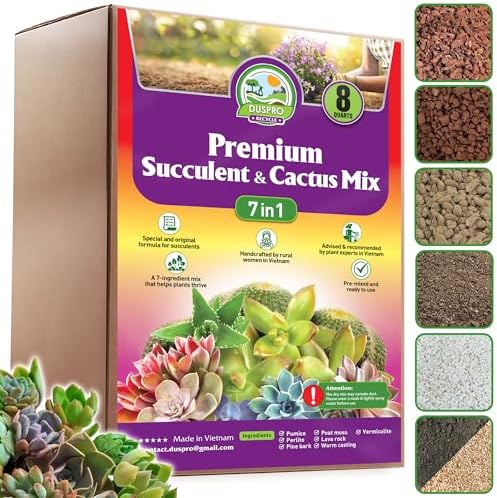 DUSPRO 7-in-1 Succulents & Cactus Soil Mix, Pre-Mixed & Ready to Use, 8 QT by DUSPRO