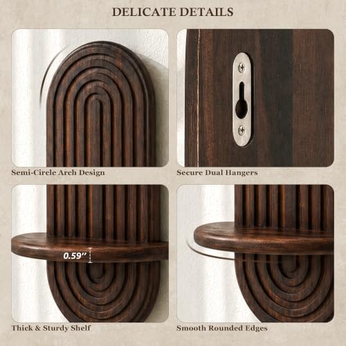 Plant Wall Shelf for Room Decor: Hanging Plant Shelf for Planter, DarkBrown - Image 6