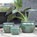 Ceramic Planters Set, 15/12/9 in Large Flower Pots, Blue Green by GMUltra