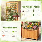 Giantex Wood Raised Garden Bed with Trellis, Outdoor Planter Box for Vines Flowers Vegetables, Herbs, Freestanding Plant Container Privacy Planters for Porch, Patio, Backyard - Image 6