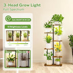 iDavosic.ly Plant Stand Indoor with Grow Lights, Tall 5 Tier Shelf, Brown - Image 2