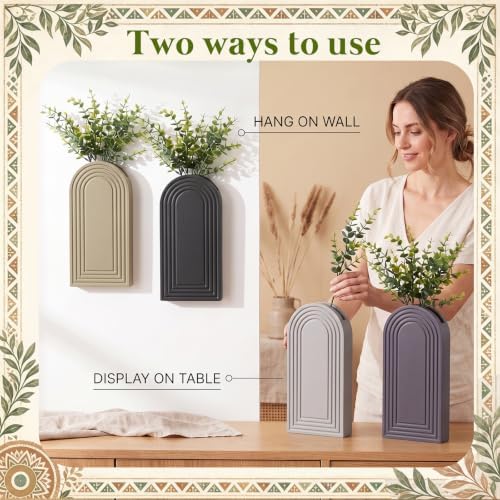 Novabright 4 Pack Wooden Wall Planter Vase 11.8 x 5.4 x 1.5 Inch Boho Decor for Living Dining Room Wood Wall Vase Plant Holder Entryway Hallway Bathroom Bohemian Art Decoration - Image 4