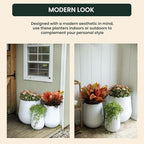 Beuta Large Poly Planters for Outdoor Plants - Set of 3, 15.5/18/20.5 Inches Outdoor Planters for Porch - Tall Planter for Outdoor & Indoor Plants | Large Indoor Plant Pot - USA Made - Limewash - Image 4