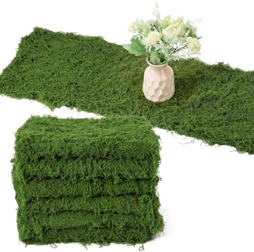 6 Artificial Moss Table Runner Halloween Enchanted Party Decor, Green by Zeyune