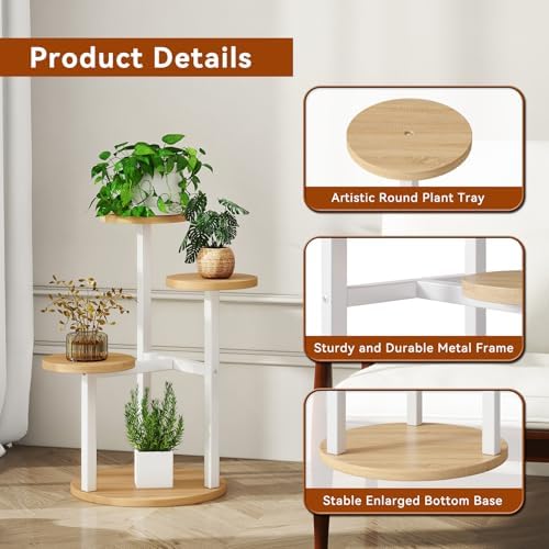IBUYKE 4 Tier Small Plant Stand for Indoor, White TMJ073R - Image 4
