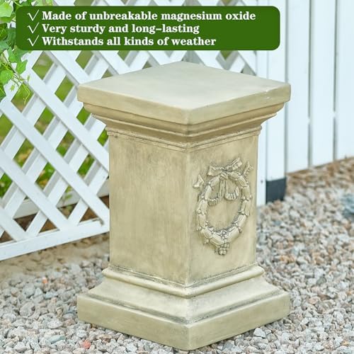 19.57" Tall Garden Pedestal Stand for Statues, MgO Weatherproof Plant Riser - Image 3