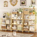 5 Tier Book Shelf, Tall Bamboo Bookcase, Wide Bookshelf with 10 Open Display Shelves Storage Organizer, Adjustable Bookshelves Standing Shelf Units for Bedroom, Living Room, Home Office - Image 6