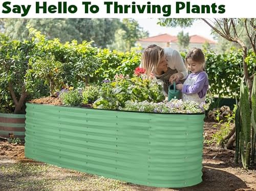 Plant & Plot Galvanized Raised Garden Beds Outdoor // 6×2×2 ft Planter Raised Beds for Gardening, Vegetables, Flowers // Large Metal Garden Box (Light Green) // Patented Tool-Free Design - Image 4
