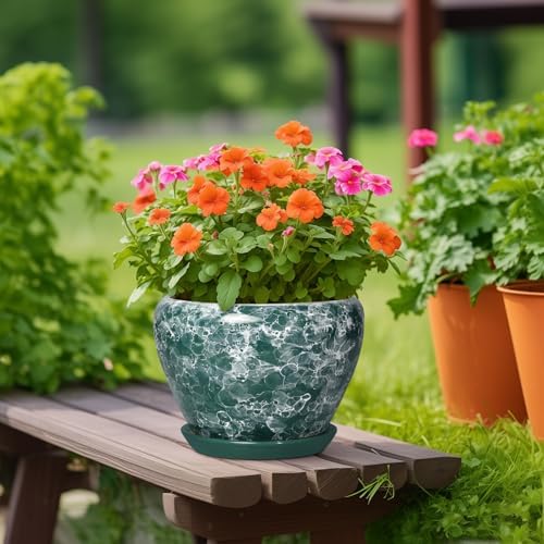 Ceramic Planter, 10 Inch Pots for Plants Indoor, Bubble Green - Image 4