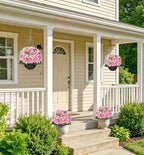 Hollyone Pink Hydrangea Artificial Hanging Flowers with Basket for Outdoor, UV Resistant Large Faux Hanging Flowers Plants in Pot for Garden Yard Balcony Porch Home Indoor Outdoor Decor - Image 7