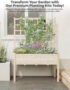 Garvee Wooden Raised Garden Bed with Trellis, 46.46x23.23x65.35IN Elevated Planter Box with Legs for Climbing Plants, Vegetables & Flowers - Image 4