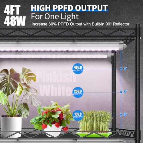 JESLED Waterproof T8 4FT Grow Lights, Full Spectrum Indoor Plant Light, 6P - Image 3