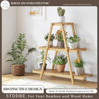 STDDRE Plant Stand For Indoor Outdoor Tiered Plant Shelf 3 Tier 8 Potted Bamboo Flower Holder Ladder Rack For Multiple Triangle Table Plant Pot Stand (Natural) - Image 6