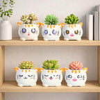 6 Pcs Cartoon Animal Succulent Pots with Drainage - Cute Ceramic Mini Cat Planters for Small Plants, Cactus, Air Plants - Decorative Animal Flower Pots for Indoor Desk, Home Decor - Image 6