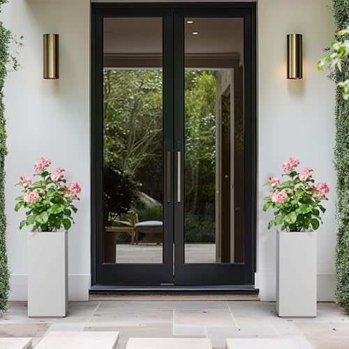 Kante Small Column Square White Concrete Planter 19.9" H, Outdoor - Image 6