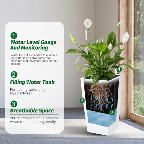Garvee 16" Tall Planters Set of 4, Outdoor＆Indoor Planter Pots, White - Image 5