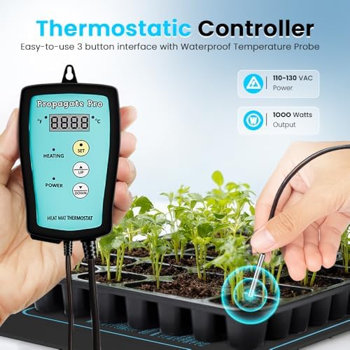 Seedling Heating Mat | Fits (1) Standard 1020 Tray | Germination Grow Heat Pad for Seed & Starter Plants Soil Warmer for Indoor Home Gardening (20x48 Single + Heating Thermostat) - Image 6