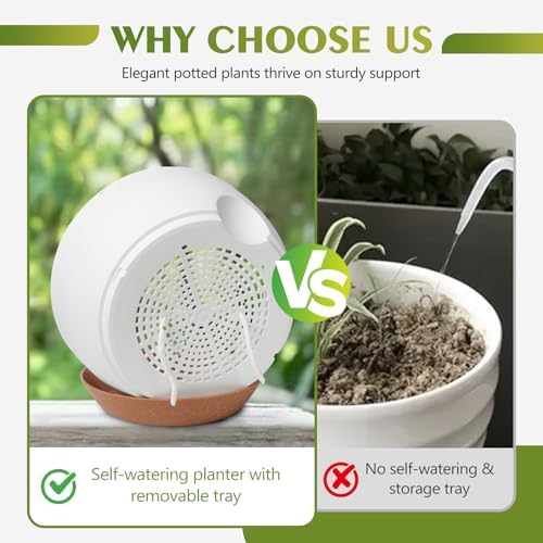 GARDIFE Hanging Planters, Self Watering, White 12 Inch 2 Pack with Drainage - Image 4