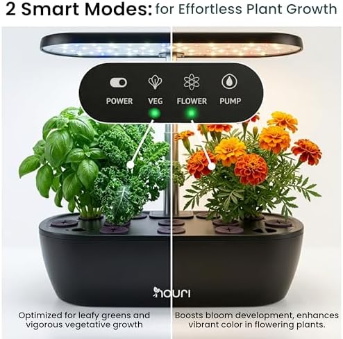 Nouri Hydroponics Growing System, 12 pod APP Smart Indoor Herb Garden Kit with LED Grow Lights, Hydroponic Herb Garden Indoor for Plant Lovers, Gardeners, Kitchen, Basil Seeds Included - Image 6