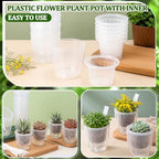24 pcs Self Watering Pots 3.5 Inch Plastic Flower Plant Pot with Inner Pot Self Watering Wick Planter Clear Flower pots for Indoor House Plants Herbs, Flowers, Succulents, 100 Plant Label - Image 4