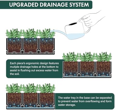 D'vine Dev 2-Pack Plastic Herb Garden Planter Set, Black, 76-V-B-2 - Image 6