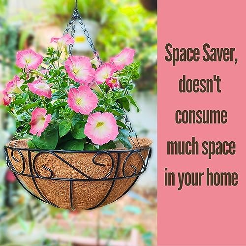 LaLaGreen Porch Hanging Planter (16 in, 6 Pack) Black Metal Garden Pots - Image 6